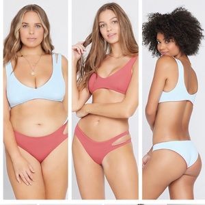 NWT L*space set!breaker bikini bottom & one wave top medium in brick reversible